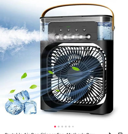 Portable Air Conditioner Fan – 3 Speeds, 5 Spray Modes & LED Night Light